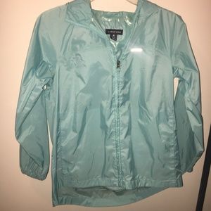 Lands End Teal Windbreaker/Rain Jacket